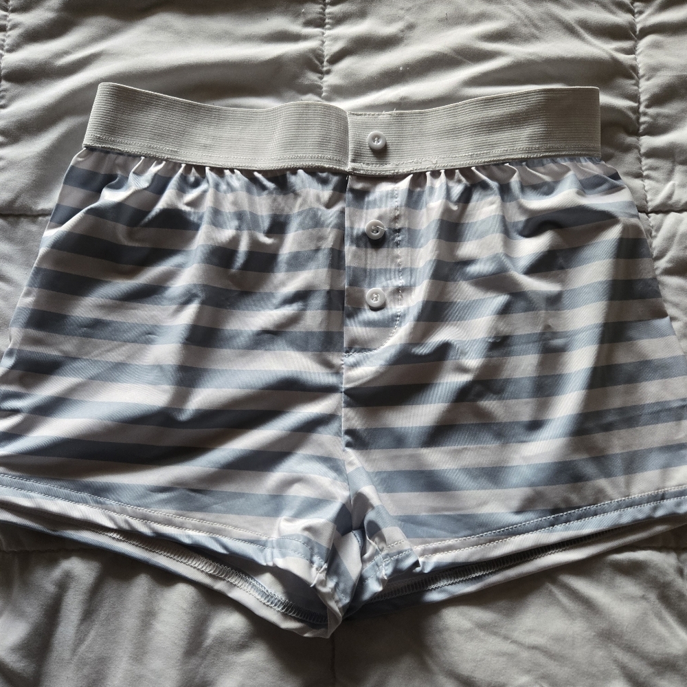 white and light blue shorts